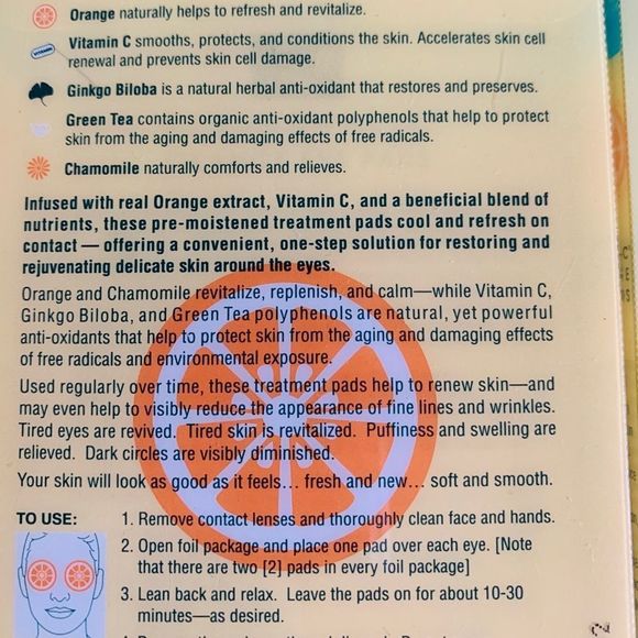 EARTH THERAPEUTICS Rejuvenal-C Orange Eye Pads - Picture 2 of 2